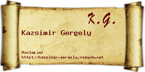 Kazsimir Gergely névjegykártya